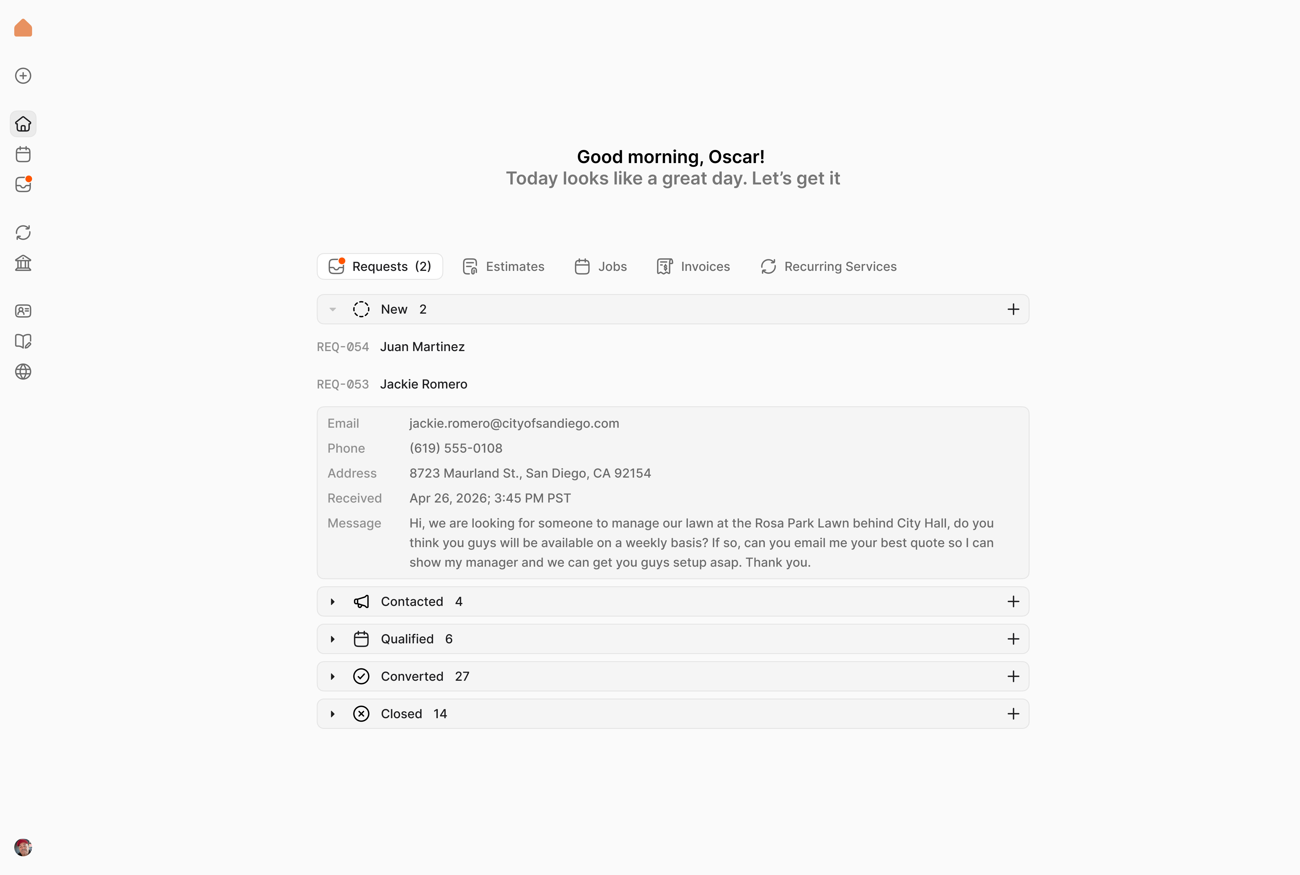Homespace dashboard preview
